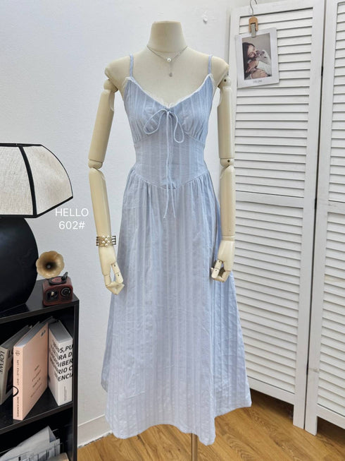 Cotton Spaghetti Straps Midi Dresses